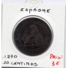 Espagne 10 centimos 1870 TB, KM 663 pièce de monnaie