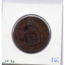 Espagne 10 centimos 1878 TB-, KM 675 pièce de monnaie