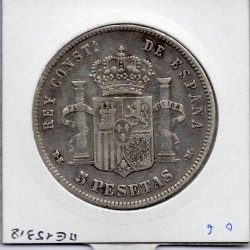 Espagne 5 pesetas 1878 TTB, KM 676 pièce de monnaie