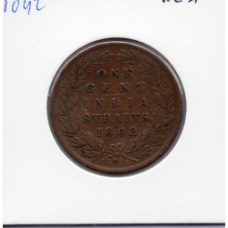 Etablissement des Détroits 1 cent 1862 TTB-, KM 6 pièce de monnaie