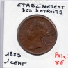 Etablissement des Détroits 1 cent 1883 TTB, KM 9 pièce de monnaie