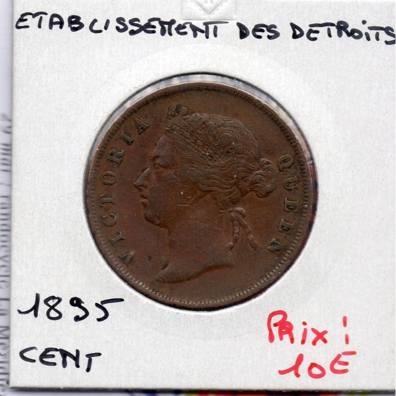 Etablissement des Détroits 1 cent 1895 TTB, KM 16 pièce de monnaie