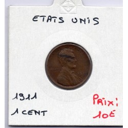 Etats Unis 1 cent 1911 TTB, KM 132 pièce de monnaie