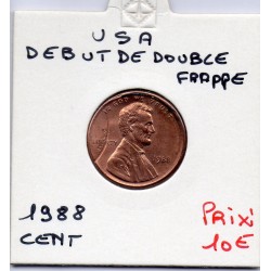 Etats Unis 1 cent 1988 Sup, trace de refrappe pièce de monnaie