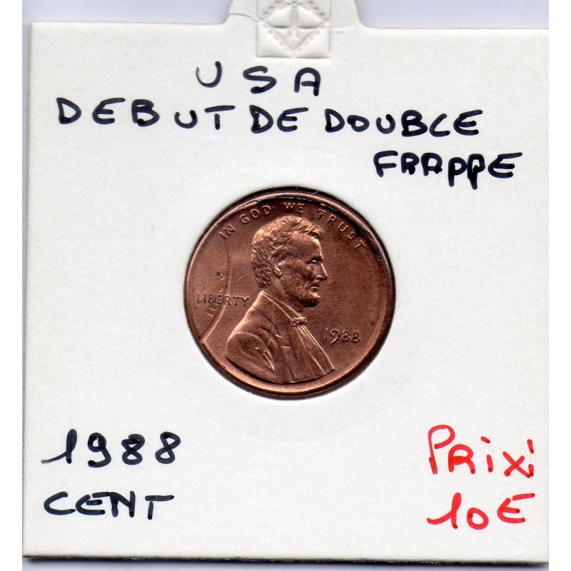 Etats Unis 1 cent 1988 Sup, trace de refrappe pièce de monnaie