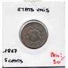 Etats Unis 5 cents 1867 Sup+, KM 97 pièce de monnaie