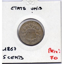 Etats Unis 5 cents 1867 Sup, KM 97 pièce de monnaie