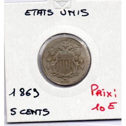 Etats Unis 5 cents 1869 TTB, KM 97 pièce de monnaie