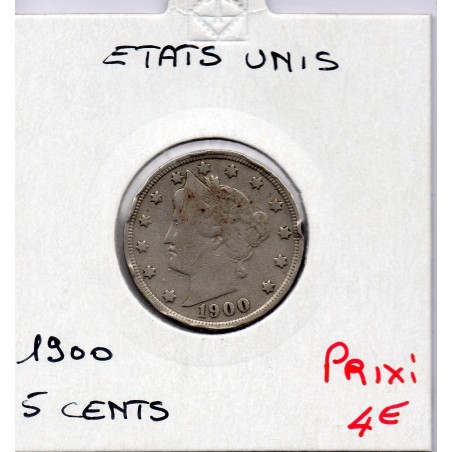 Etats Unis 5 cents 1900 TB, KM 112 pièce de monnaie