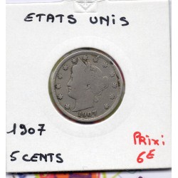 Etats Unis 5 cents 1907 B+, KM 112 pièce de monnaie