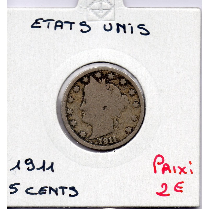 Etats Unis 5 cents 1911 B, KM 112 pièce de monnaie