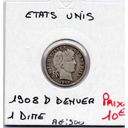 Etats Unis dime 1908 D  TB, KM 113 pièce de monnaie