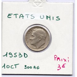 Etats Unis dime 1953 D TTB, KM 195 pièce de monnaie