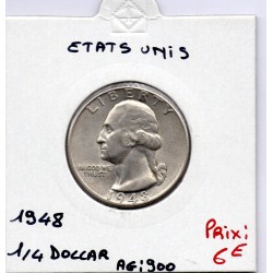 Etats Unis Quarter ou 1/4 Dollar 1948 TTB, KM 164 pièce de monnaie