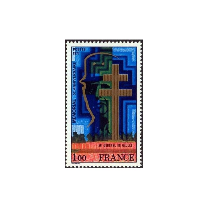 Timbre France Yvert No 1941 Mémorial au général de Gaulle