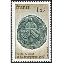 Timbre France Yvert No 1944 Rattachement de la Bourgogne, 5e centenaire