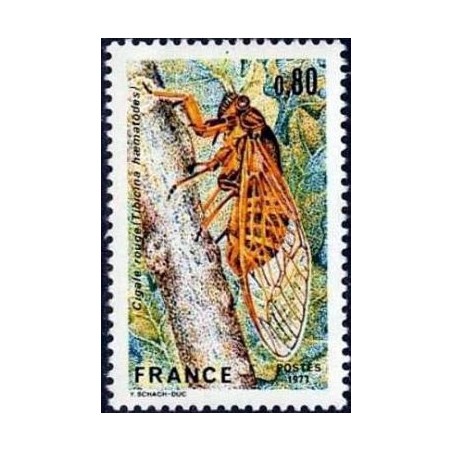 Timbre France Yvert No 1946 La cigale rouge