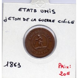 Etats Unis Jeton 1 Cent 1863 TTB, Guerre Civile pièce de monnaie