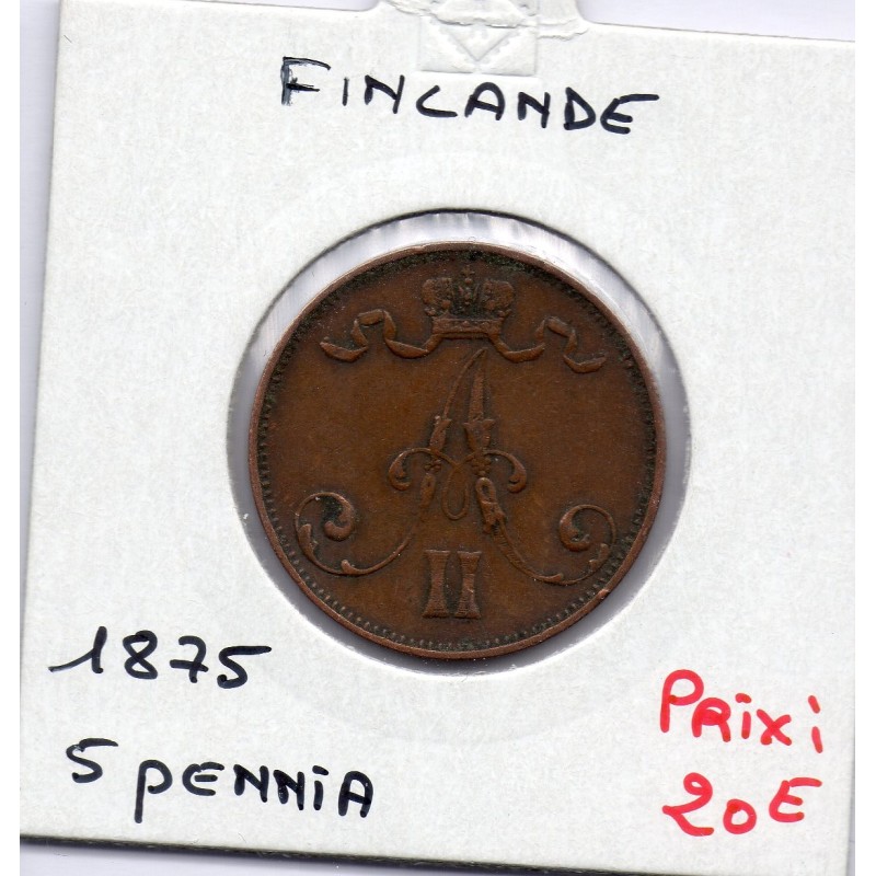 Finlande 5 pennia 1875 TTB+, KM 4 pièce de monnaie