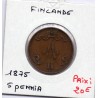 Finlande 5 pennia 1875 TTB+, KM 4 pièce de monnaie
