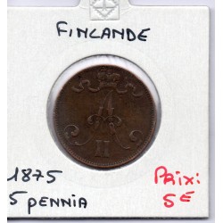Finlande 5 pennia 1875 TB+, KM 4 pièce de monnaie