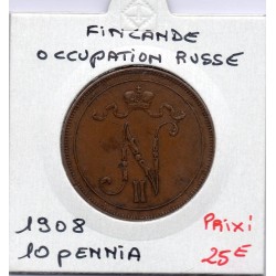 Finlande 10 pennia 1908 TTB, KM 14 pièce de monnaie