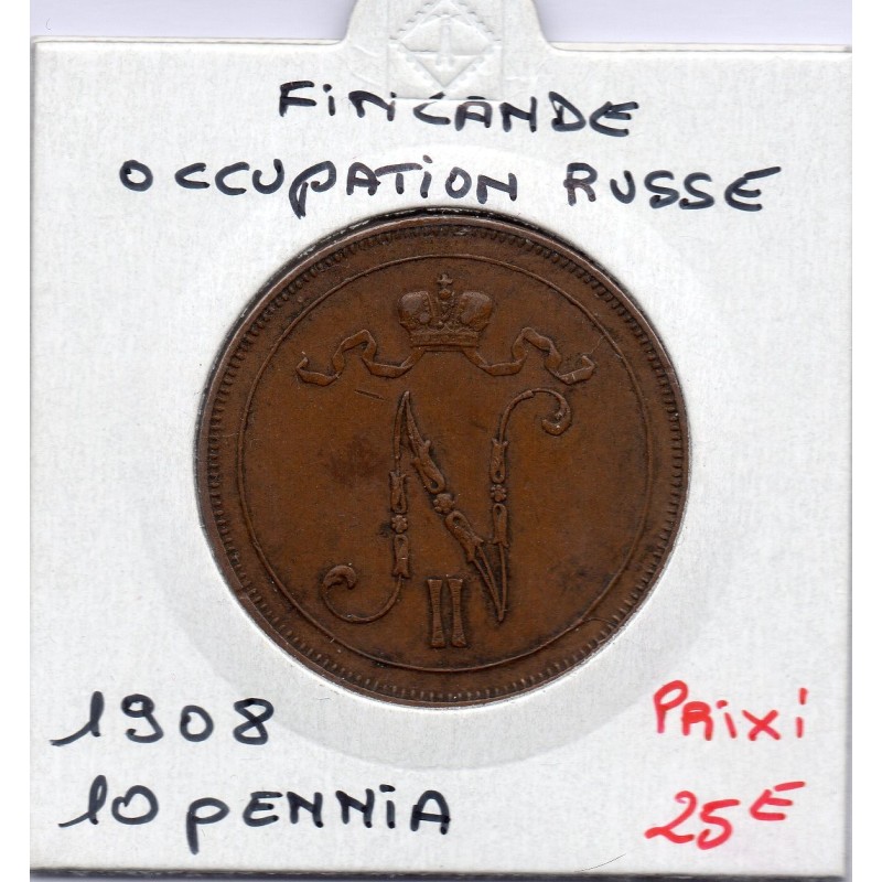 Finlande 10 pennia 1908 TTB, KM 14 pièce de monnaie