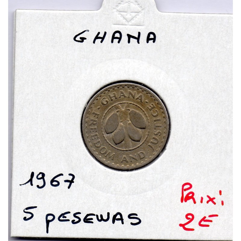 Ghana 5 pesewas 1967 TTB, KM 15 pièce de monnaie