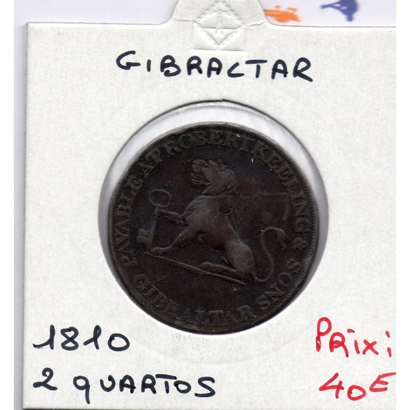 Gibraltar 2 quartos 1810 TTB, KM Tn4 pièce de monnaie