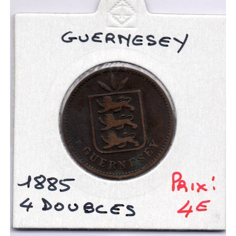 Guernesey 4 Doubles 1885 TB, KM 5 pièce de monnaie