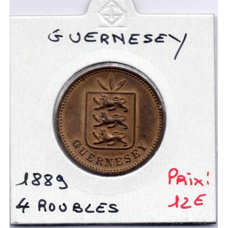 Guernesey 4 Doubles 1889 Sup, KM 5 pièce de monnaie
