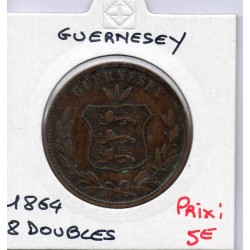 Guernesey 8 Doubles 1864 TB+, KM 7 pièce de monnaie