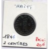 Haiti 2 centimes 1846 TTB, KM 26 pièce de monnaie