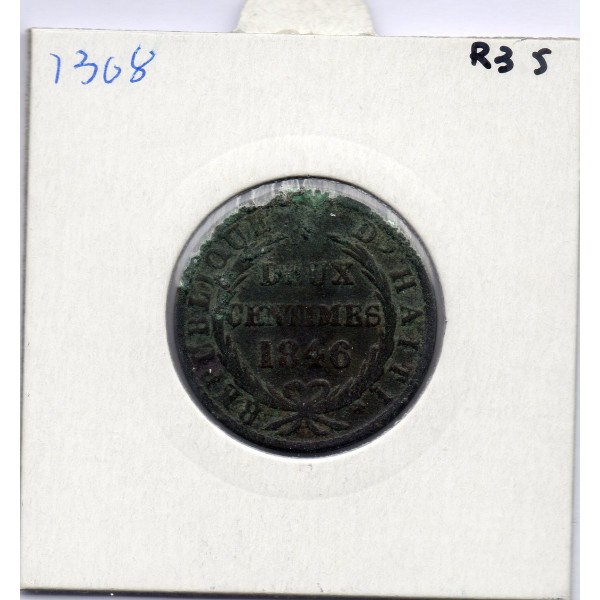 Haiti 2 centimes 1846 TTB, KM 26 pièce de monnaie