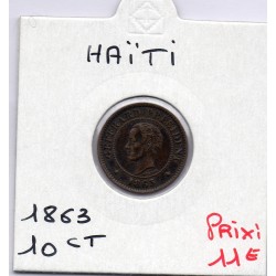 Haiti 10 centimes 1863 TTB, KM 40 pièce de monnaie