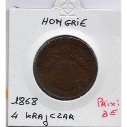 Hongrie 4 Krajczar 1868 TB-, KM 442 pièce de monnaie