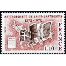 Timbre France Yvert No 1985 Rattachement de l'ile Saint-Barthélemy à la France