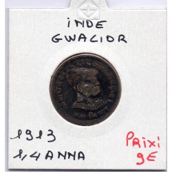 Inde Gwalior 1/4 anna 1913 TTB, KM 170 pièce de monnaie