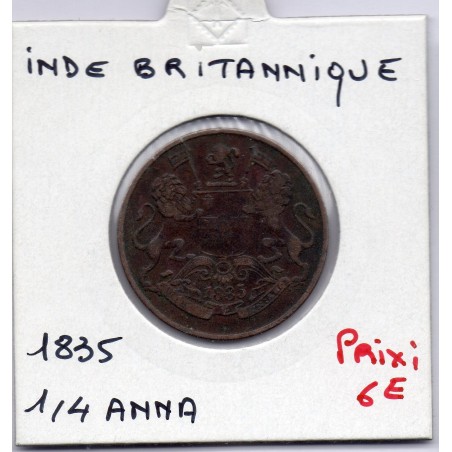 Inde Britannique 1/4 anna 1835 TTB-, KM 446 pièce de monnaie