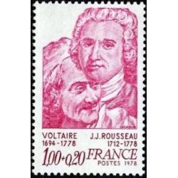 Timbre France Yvert No 1990 Voltaire et Rousseau