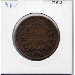 Inde Britannique 1/2 anna 1835 TB, KM 447 pièce de monnaie