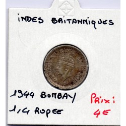 Inde Britannique 1/4 rupee 1944 TB, KM 547 pièce de monnaie