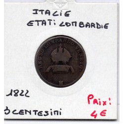 Italie Lombardie Venetie 3 centessim 1822 M B+, KM C2.2 pièce de monnaie