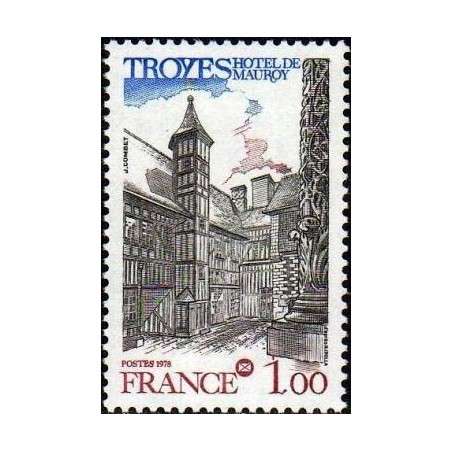 Timbre France Yvert No 2011 Troyes, 51e congrès de la fédération des sociétés Philatéliques Françaises