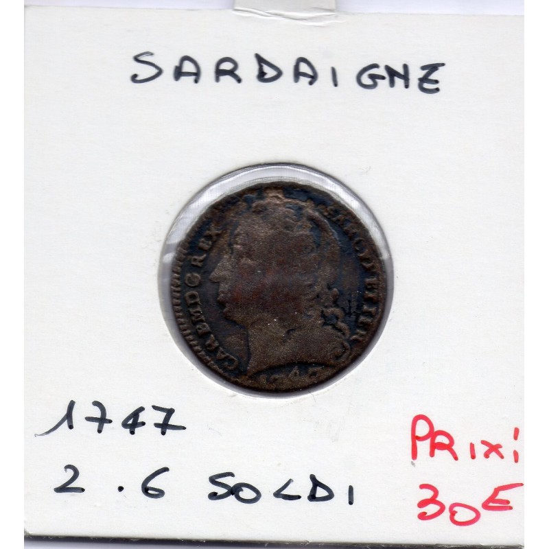 Italie Sardaigne 2.6 Soldi 1747 B, KM 39 pièce de monnaie