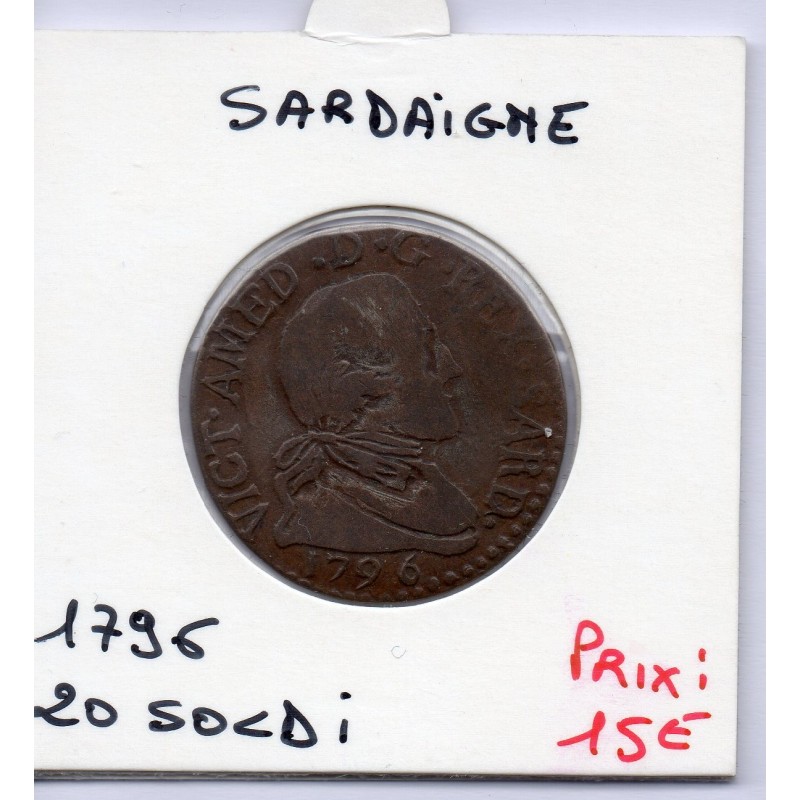 Italie Sardaigne 20 Soldi 1796 B+, KM 94 pièce de monnaie