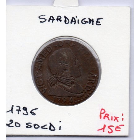 Italie Sardaigne 20 Soldi 1796 B+, KM 94 pièce de monnaie