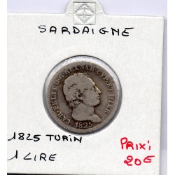Italie Sardaigne 1 lire 1825 L TB, KM 121 pièce de monnaie