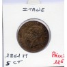 Italie 5 centesimi 1861 M Milan Sup-,  KM 3 pièce de monnaie