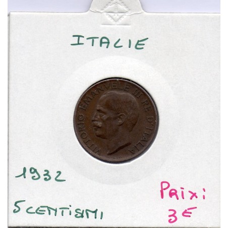 Italie 5 centesimi 1932 R Rome Sup-,  KM 59 pièce de monnaie